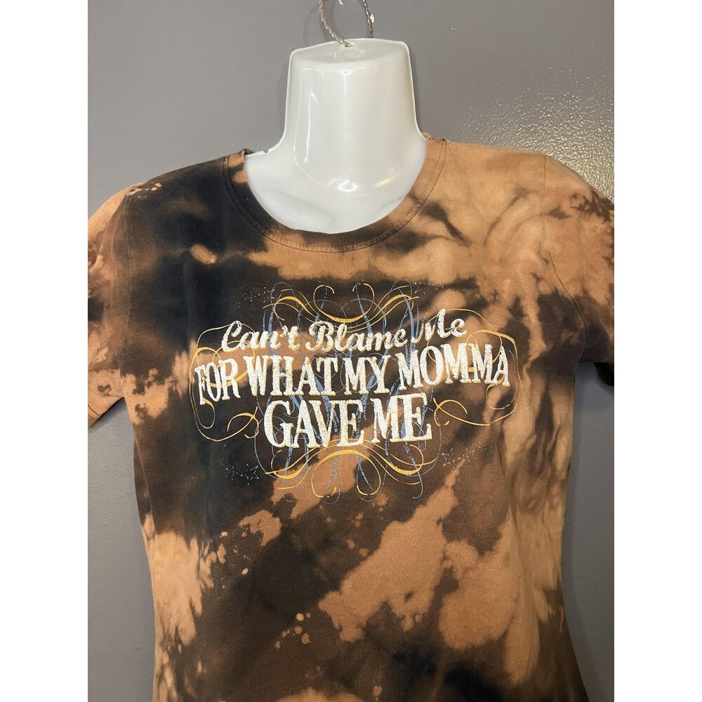 Trace Adkins Shirt Womens Medium Bleach Tie Dye Glitter Graphic LAT Tee Top